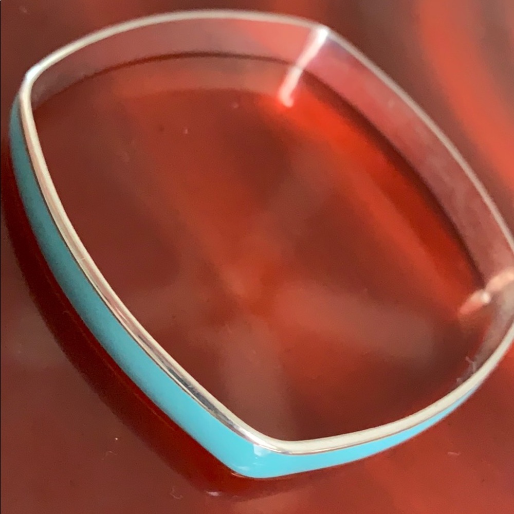 Sterling Silver Blue Square Bangle Bracelet